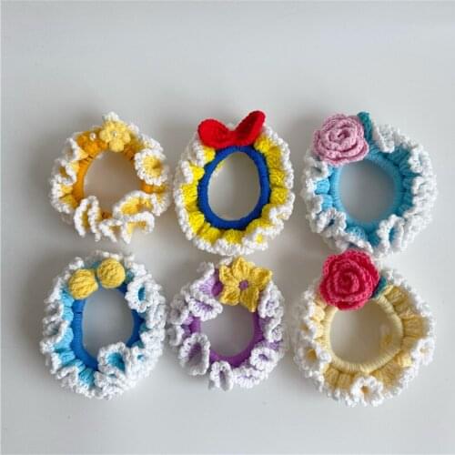 Handmade DIY Baby Hair Ring&Clips Set Ms White Crochet Wool Knitting Girls Hairpins Baby Birthday Gift Kids Photography Probs