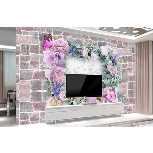 Custom mural 3d photo wallpaper Modern rose flower brick wall home decor in the living room wallpaper for walls 3 d
