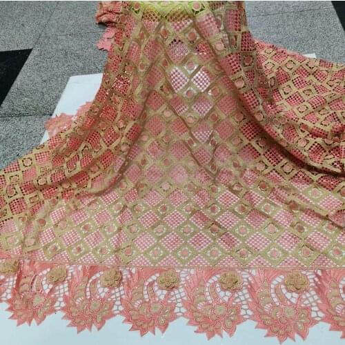Latest Guipure Lace Cotton Embroiderey French African Cord Lace Fabric 2020 High Quality Nigeria Lace Fabric For Wedding 5Yards