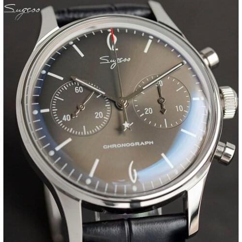 New Pilot Chronograph Mechanical Mens Watch Seagull ST1901 Movement Luminous Stainless Steel Men Watches Business Leather Clock