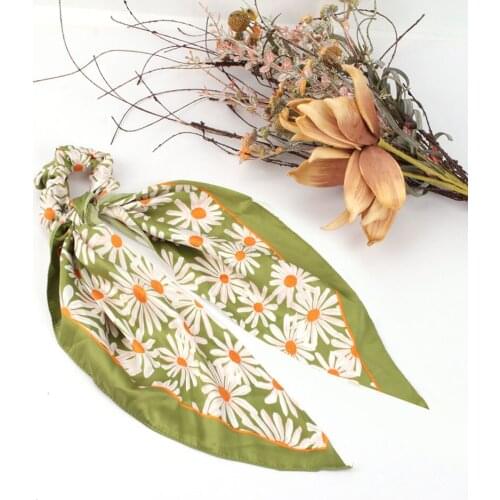 Oaoleer New Women Elastic Headdresses Knotted Floral Wild Ladies Large Intestine Rings Bow Large Intestine Hair Ring Floral