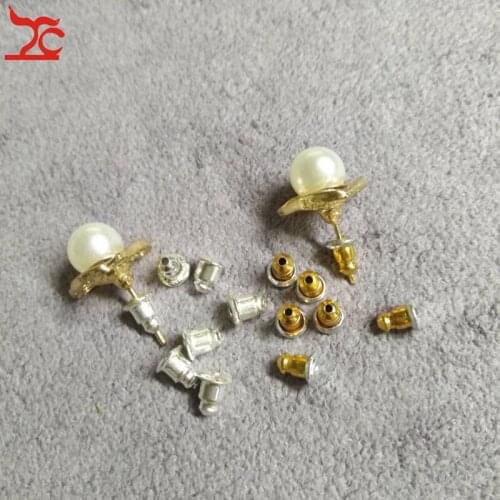 Wholesale 1200Pcs Earring Stud Back Stoppers Gold Silver Painted Earring Clip Post Nuts Findings DIY Blocked Stud Back Stopper