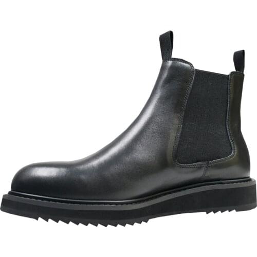 Owen Seak Men Chelsea Boots Genuine Leather High-TOP Ankle Luxury Trainers Casual High Street Flats Autumn Winter Shoes