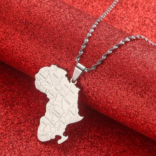 Silver Color Gold Color Africa Map Pendant Chain Necklaces African Maps Jewelry for Women Men