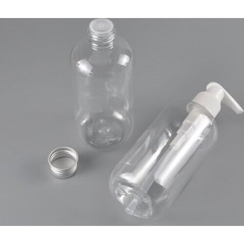 250ml x 24 Plastic PET Bottles With Lotion Pump/Aluminum Lid, Empty Transparent Container For Liquid Soap Shower Gel