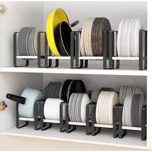 Kitchen Cabinet Shelves Non-slip Thicken Trays Bowls Dishes Storage Rack Pod Lid Holder For Desktop Cabinet Organizer Shelve