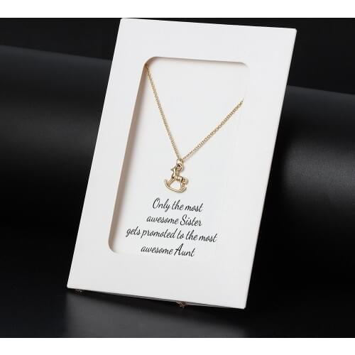 Wish Card Cute Carousel Pendant Link Chain Necklace Animal Charms Jewelry Gifts With Envelope for Aunt Child Birthday CN82