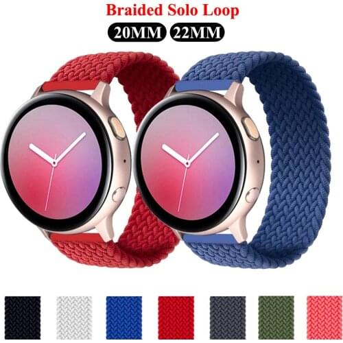 20/22mm Braided Solo Loop Straps For Samsung Galaxy Watch 3/41/46mm/42mm/Active 2/Gear S3 Bracelet Huawei Watch GT/2/2e/Pro Band