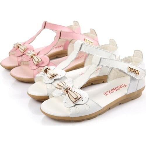 Girls Sandals Childrens Shoes kids shoes girls summer shoes genuine leather sandals flat heels hook&loop whole sale hot new