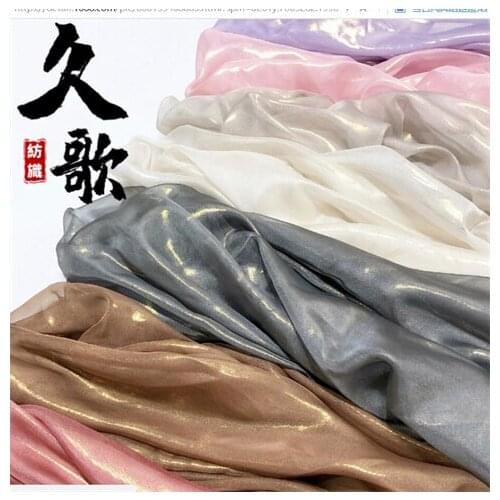 30d Tiansi Chiffon all over bronzing chiffon fabric tassel Gold Antique bronzing fabric