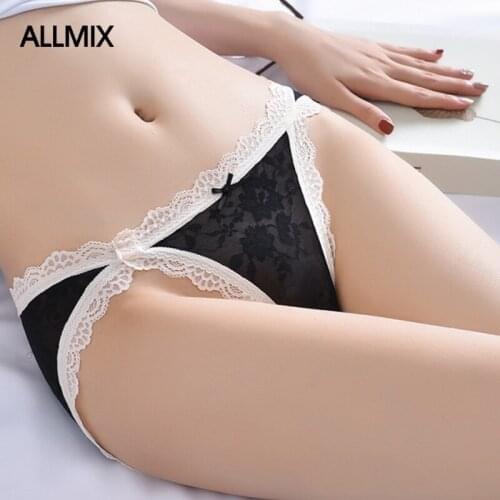 ALLMIX Sexy Womens Lace Panties Underwear Transparent Bow Briefs Low Waist Hip Lift Breathable Hot Temptation Lady Lingerie