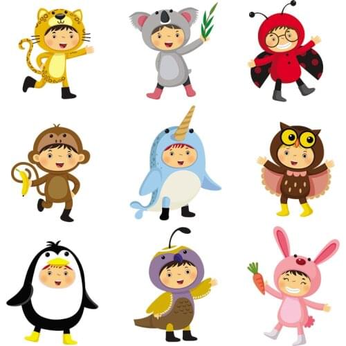 Three Ratels QMH38 funny Animal cross dressing kids Nursery decoration stickers Cartoon sticker laptop decal