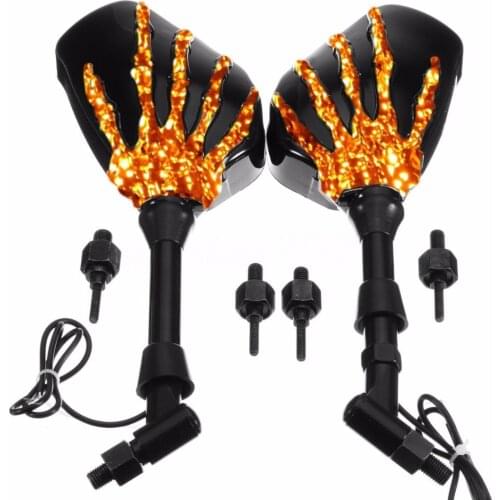 2PCS/set Skull Hand LED Turn Signal Integrated Rearview Mirror For Motorcycle