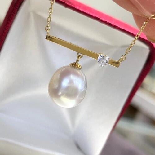HENGSHENG 9-10mm Nearly Round Natural-Ocean White Pearls Pendant For Women Delicate Minimalist Design Pendant With Jewelry Box