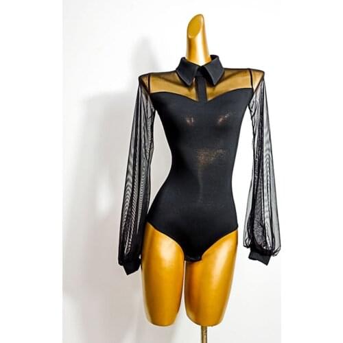 Latin Dance Dress Women Black Long Sleeve Latin Dance Tops for Ballroom Samba Tango Chacha Dancing Performamnce TH501