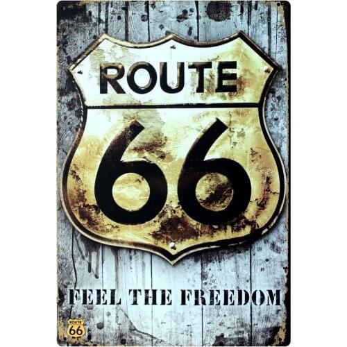 Route 66 Retro Tin Metal Wall Signs Decoration, Man Cave/Garage Thick Tinplate Wall Art Print Poster (8"X12")