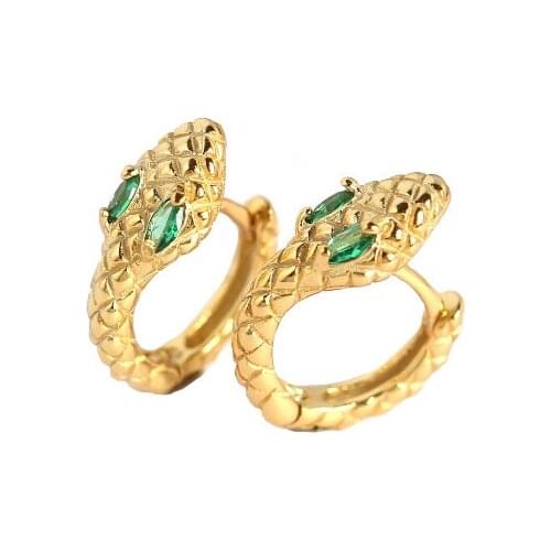 1Pair Piercing 925 Sterling Silver Earrings for Women 2021 Trend Diameter 12mm Color Zircon Eyes Snake-shape Earrings Wholesale