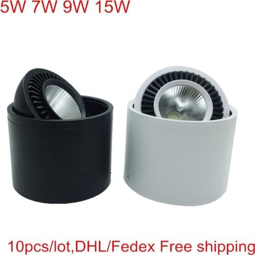 DHL Free 10pcs Surface Mounted COB LED Downlight 5W 7W 9W 15W Down Light LED Spot light lamp AC85-265V Warm/Natural/Cold White