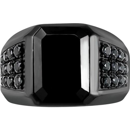 2021 Trend Inlaid Black Zircon Rhinestone Simple Fashion Mens Ring Cool Stuff Rings for Men Gothic Accessories Mens Jewellery