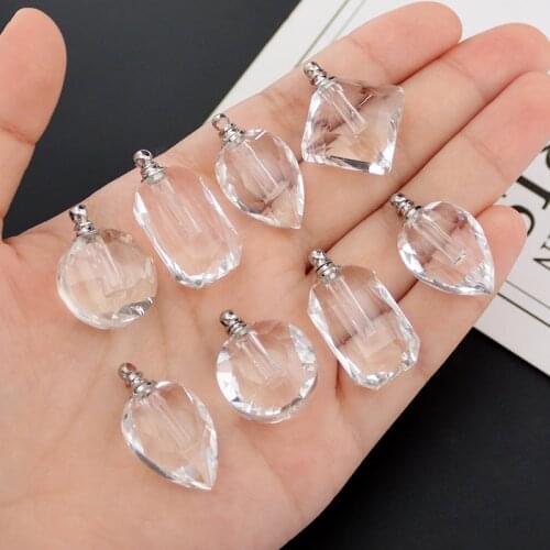 3PCS Glass Facted Crystal Vials perfume bottle fashion necklace jewelry pendant name on rice charms Fashion Jewelry
