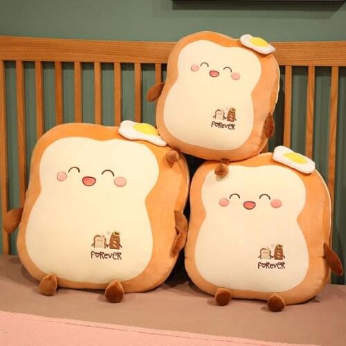 30-45CM Creative Toast Sliced Bread Toy Funny Bread Plush Combining Animals Cute Smile