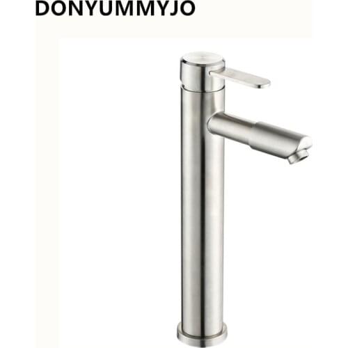 304 Stainless Steel Turn Bathroom Basin Faucet Sink Basin Wash Tap Hot And Cold Single Hole Height Increase Faucet