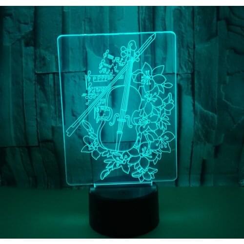 Violin 3d Night Lamp 7 color Touch Control Usb 3d Led Decorative Table Lamps Factory wholesale 7 color change Desk Lamp