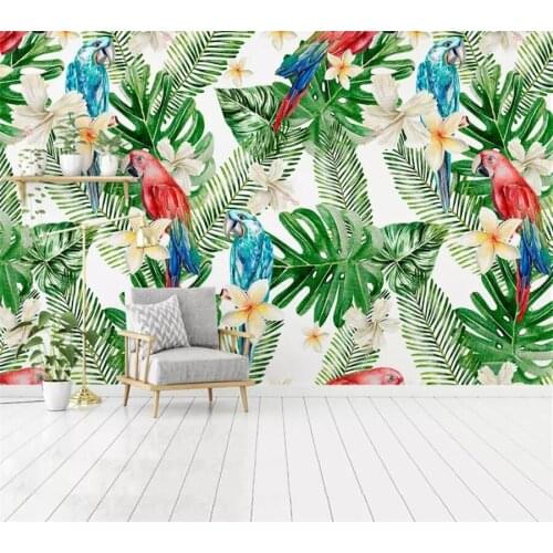 Beibehang Custom wallpaper 3D mural European tropical plant leaf parrot background wall painting papier peint mural 3d wallpaper