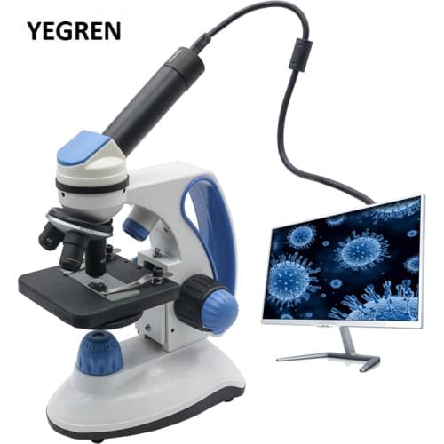 40X-2000X Student Biological Microscope LED Digital Microscope 2.0MP USB Camera 100 pcs Microscope Prepared Slides
