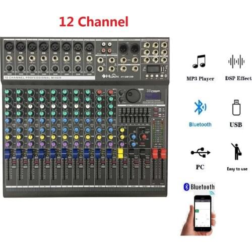 Bluetooth DSP USB 12channel Effects for studio digital mixer console