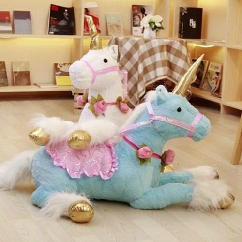 100cm Big Horse Toys Jumbo Unicorn Horse Plush Toys Giant Stuffed Animal Soft Doll Gift for Girl Photo Props Home Decor