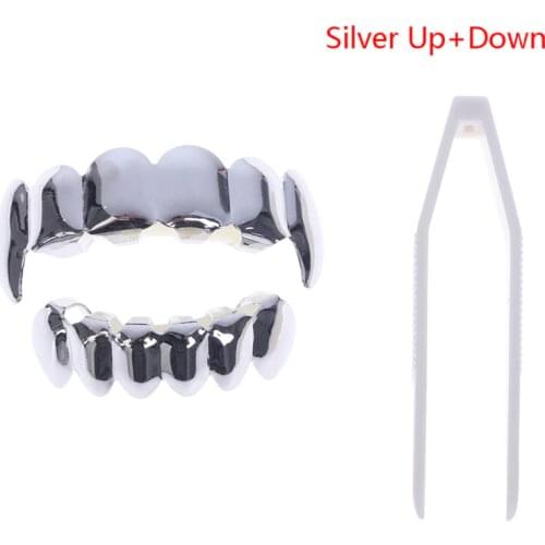 HIP HOP Teeth Grillz Flame Leaf Top Bottom Grill Vampire Teeth Christmas Gift Punk Grillz Nvoelty Toys