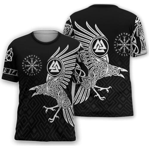 Viking Warrior Mens Womens Viking King Tattoo Printing T-shirt 3D Printing Short Sleeve Casual Top Polyester Material 2021