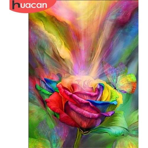 HUACAN Diamond Painting Full Round Square Rose Rhinestones 5D DIY Diamond Embroidery Sale Flower Mosaic Decor For Home