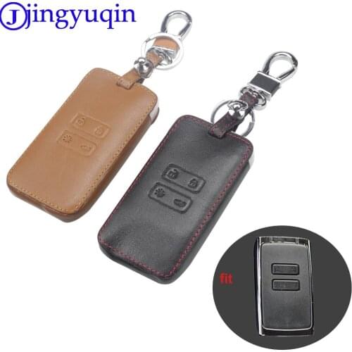 Jingyuqin 4 Buttons Leather Car-Styling Key Cover Case Accessories For Renault Kadjar Koleos 2016-2017 Remote Case Cover Wallet