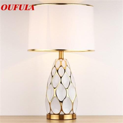 OUFULA Ceramic Table Lamps Desk Luxury Modern Contemporary Fabric for Foyer Living Room Office Creative Bed Room Hotel