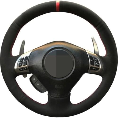 Car Steering Wheel Cover DIY Soft Black Suede For Subaru Forester 2008-2012 Impreza 2007-2014 Legacy Outback 2006-2009 Exiga 2