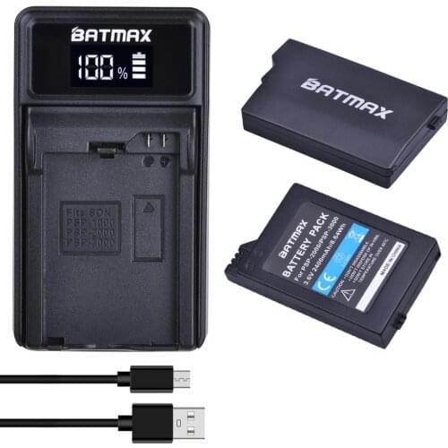2Pcs 2400mAh PSP2000 Battery + LED USB Charger for Sony PSP 2000/3000 PSP-S110 Gamepad PlayStation Portable Controller