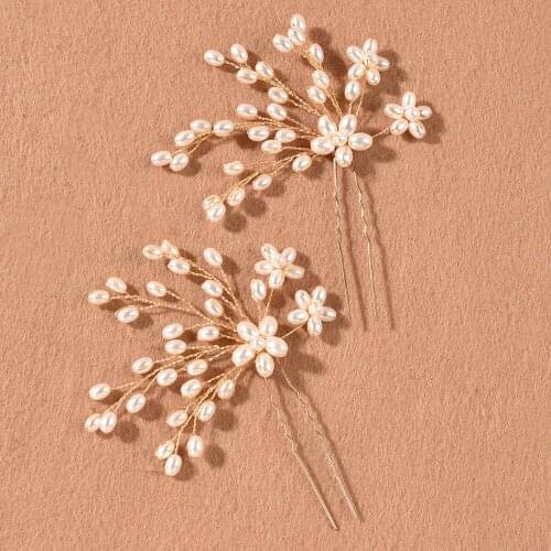 Gold Color Wedding Hair Pins Set Pearls Bridal Hair Jewelry Accessories Women Headpiece Tiaras Свадебные аксессуары для волос