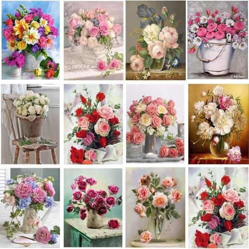 NAIYUE-5d Diy Diamante Pintura Flor Punto De Cruz Conjunto Rosa Diamante Bordado Mosaico Decoración Del Hogar