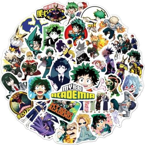 50PCS My Hero Academia Anime Stickers Graffiti Cartoon Stickers For Laptop Motorcycle Skateboard Car Stickers and Decals