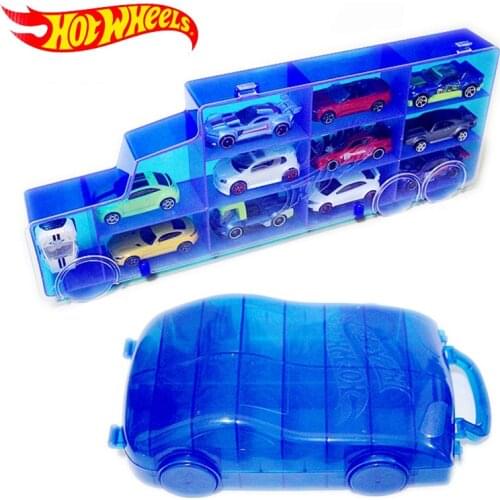 Hot Wheels Portable plastic storage box Hold 16Sports diecast models Car Toys For children Educational Truck Boy friend Juguetes