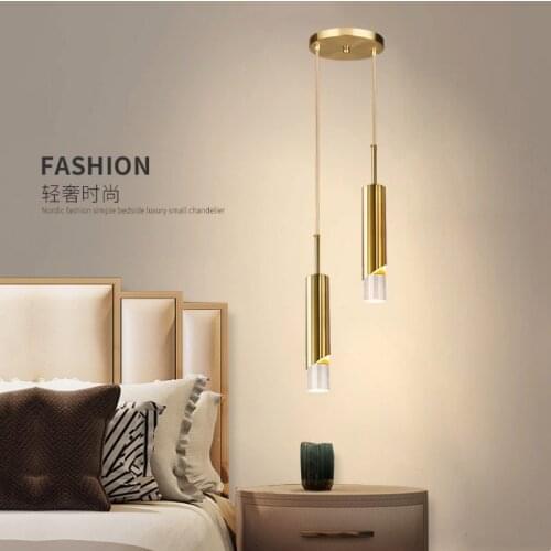 Bedroom bedside small chandelier post-modern minimalist Nordic bar table restaurant lighting duplex crystal chandelier