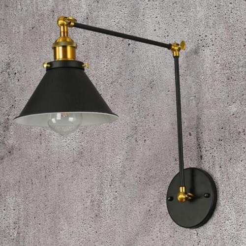 Adjustable Wall Sconce Metal Industrial Retro Lamp E27 Lighting Cafe Kitchen Room Long Pole Double Section Mechanical 220V 60W