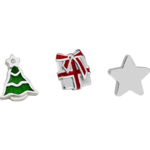Christmas Tree Loving Gift Shining Star Petites Pack Charms Small Decorative Beads for DIY Box Floating Locket Necklace Jewelry