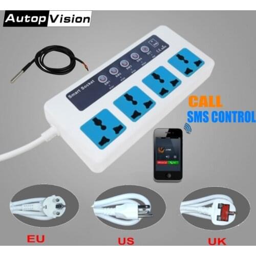 SC4-GSM Phone Call/SMS Remote Control GSM Power socket Wireless Smart Switch Socket 4 Outlets Home appliance Control Module