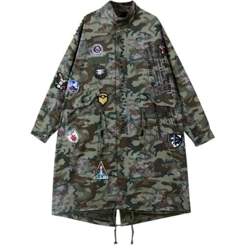 Sherhure 2020 Patches Camouflage Print Oversize Bomber Feminino Women Long Autumn Jackets Coat Casaco