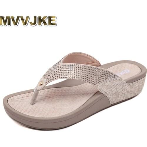MVVJKE Summer Sandals Women Feminine Mujer Wedge Heels Platform Sandals Lady Fashion Flip Flops Thong Beach Slippers Shoes