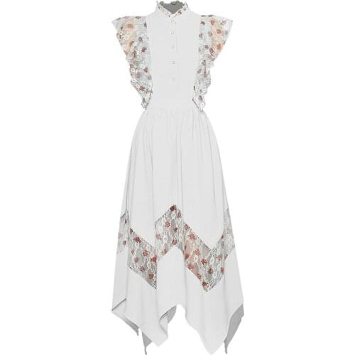 New HIGH QUALITY Stylish Fashion 2021 Designer Runway Dress Womens Butterfly Sleeve Lace Patchwork Dress