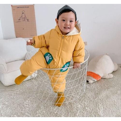 Overalls Baby Clothes Winter Plus velvet New born Infant Boys Girls Warm Thick Jumpsuit Hooded Outfits Snowsuit Coat Kids Romper